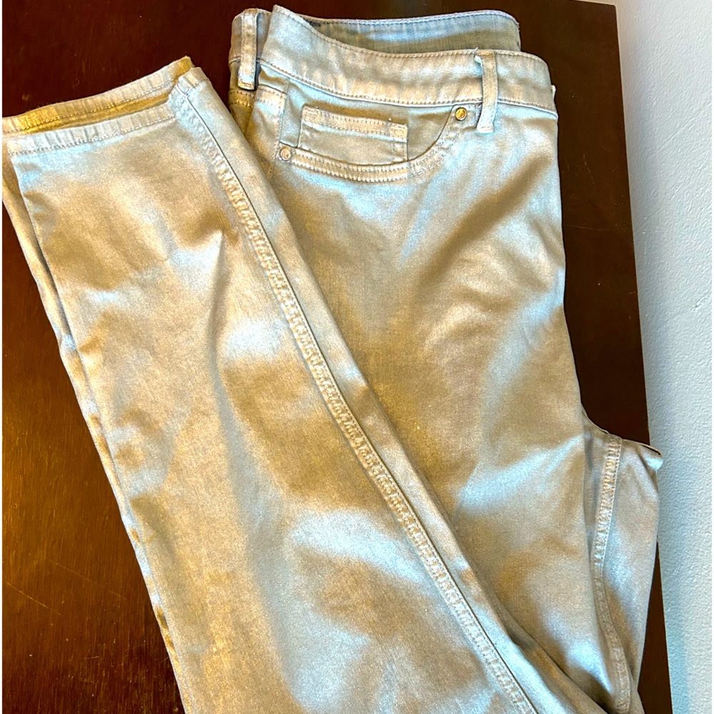 Elie Tahari Silver Metallic Skinny Jeans